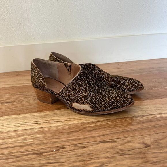 Madewell THE LUCIE Booties Sz 7.5 Cut Out SlipOn Spotted Toffee Block Heel Shoes - Picture 5 of 10